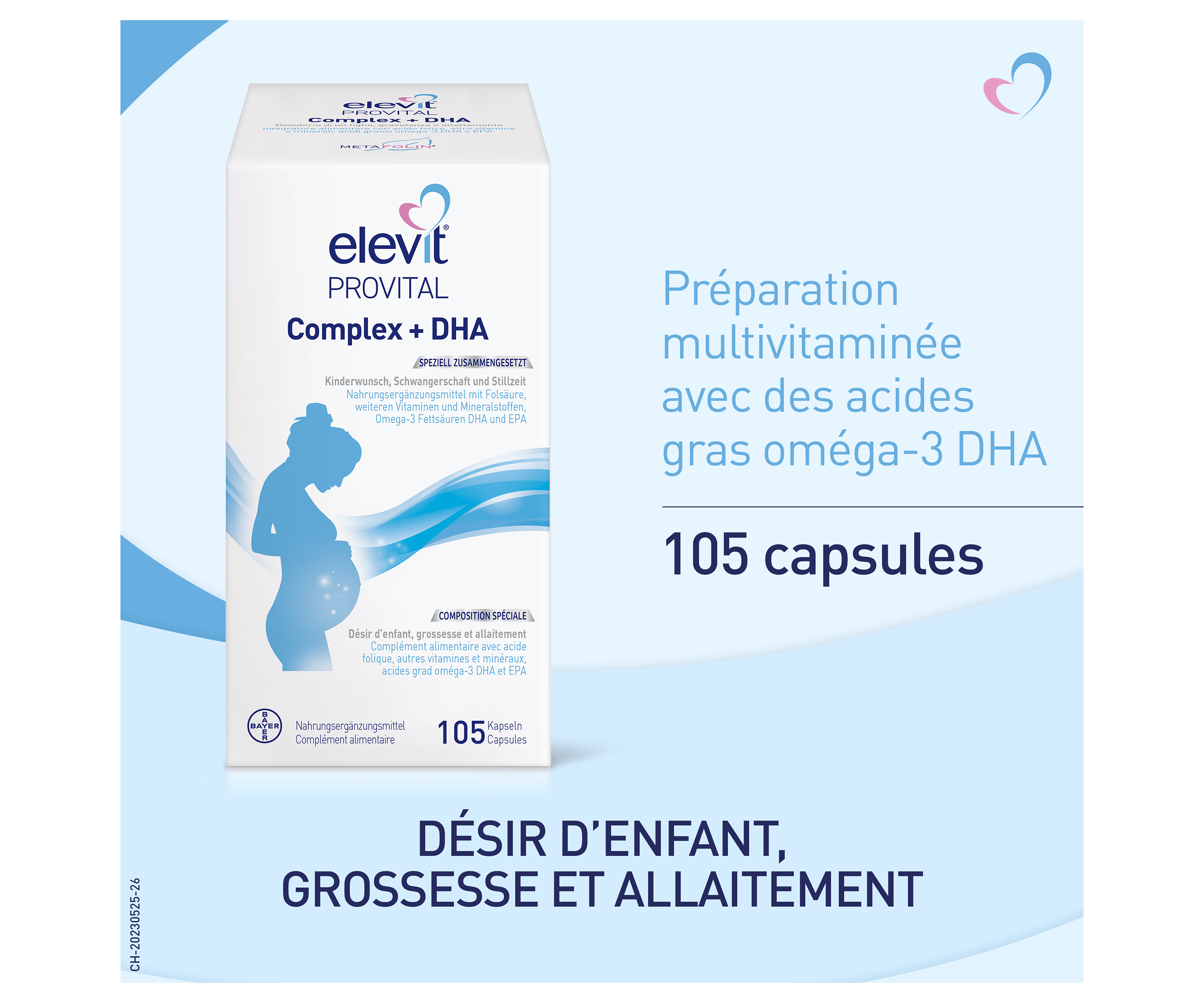 preparation multivitaminee avec des acides gras omega-3 DHA - 60 capsules: Desir d`enfant Grossesse et allaitement